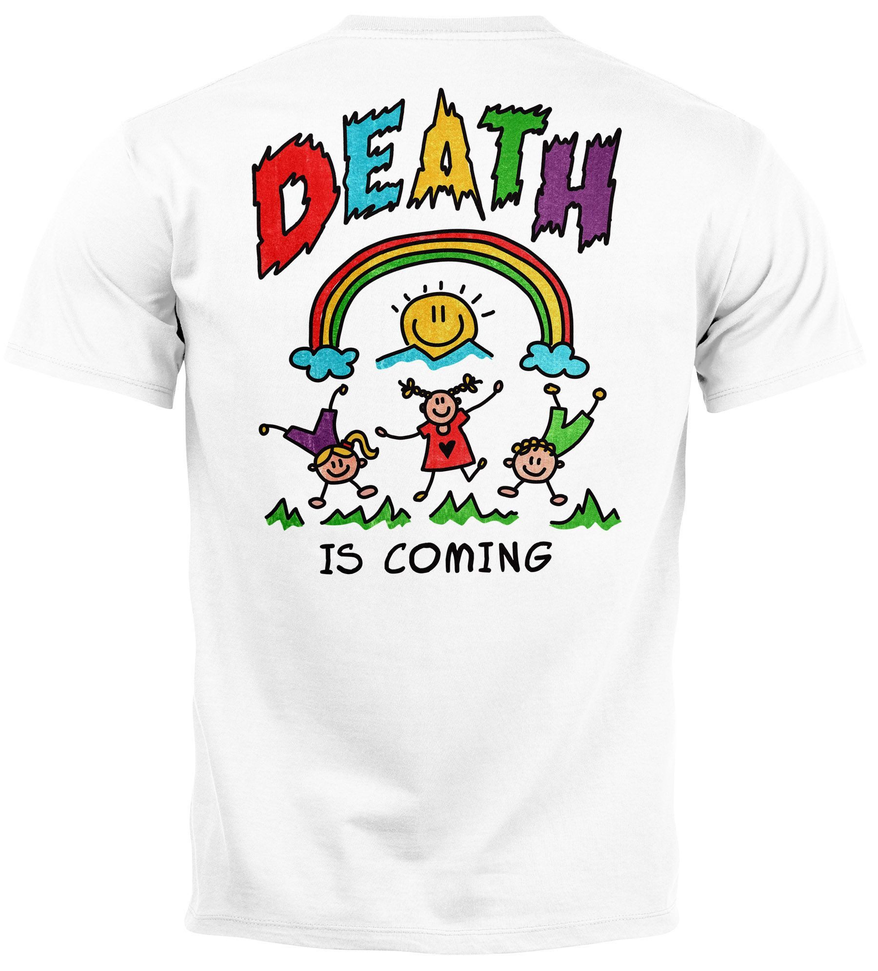 Neverless Print-Shirt Backprint TShirt Herren Printshirt Design mit lustigem Spruch Death mit Print