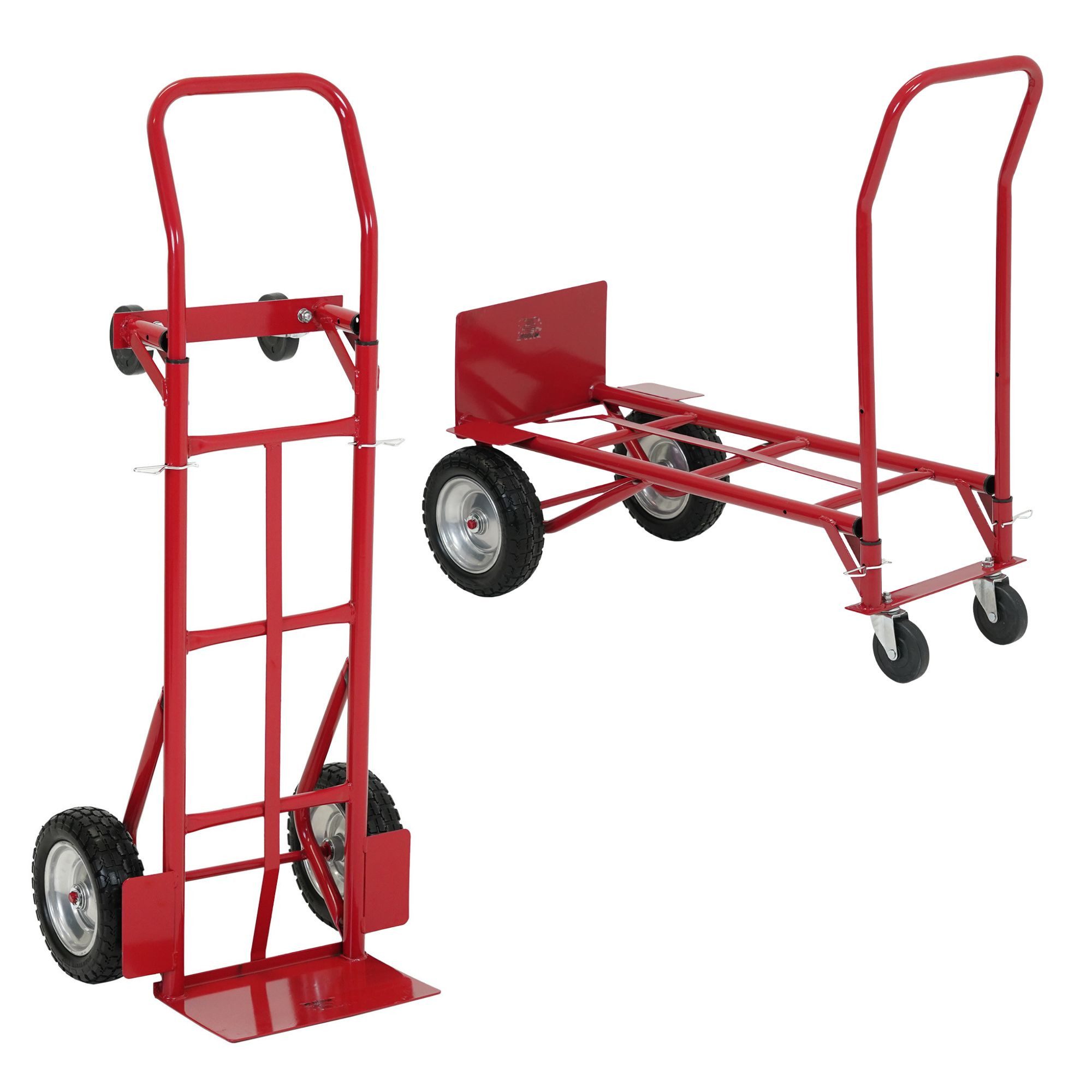 PROREGAL® Sackkarre Multifunktions-Stahlrohr-Sackkarre HxBxT 133x55x46cm, Traglast 200kg, Gummibereifung