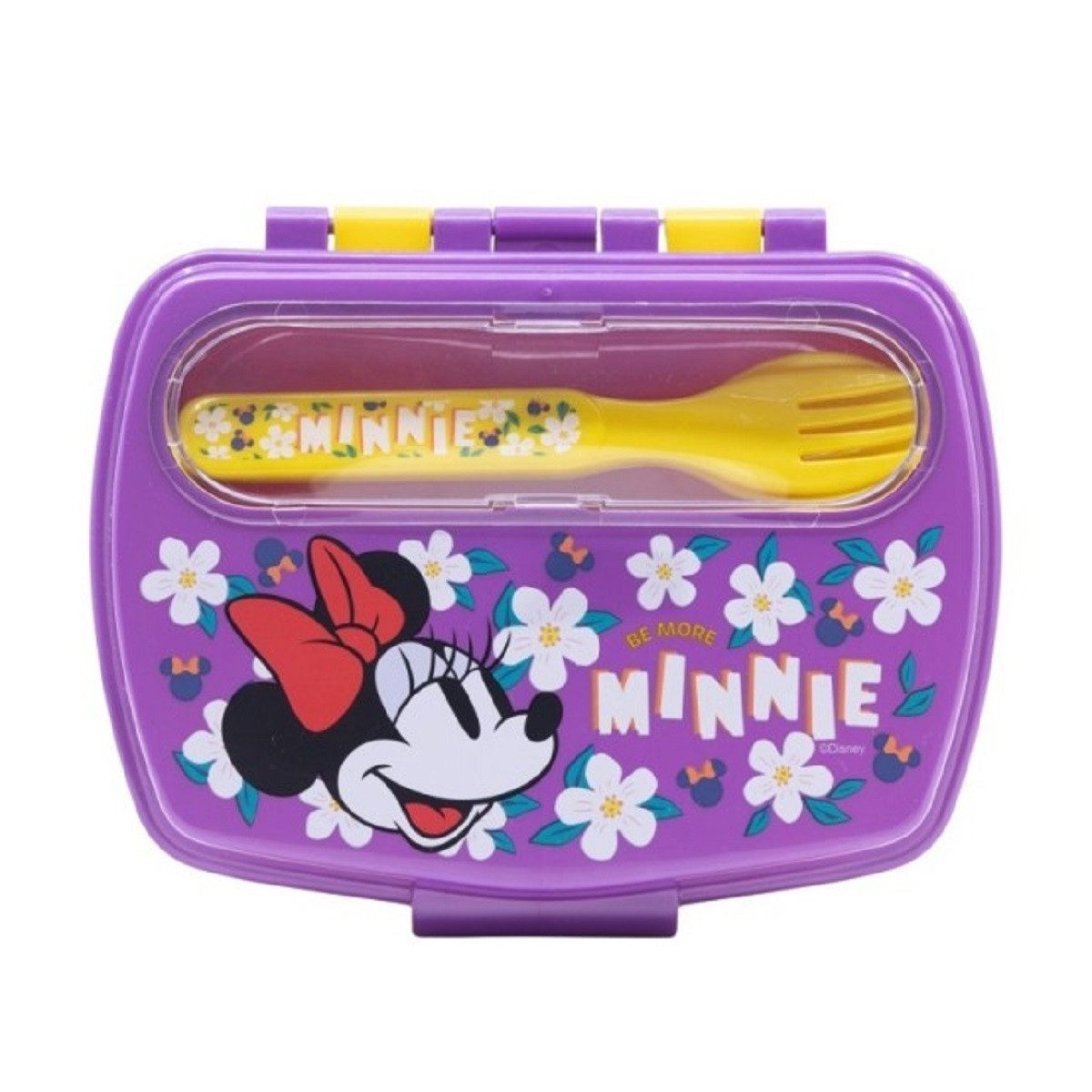 Disney Minnie Mouse Lunchbox Sandwichbox mit Besteck Kinder Brotdose Lunchbox, Polyethylen
