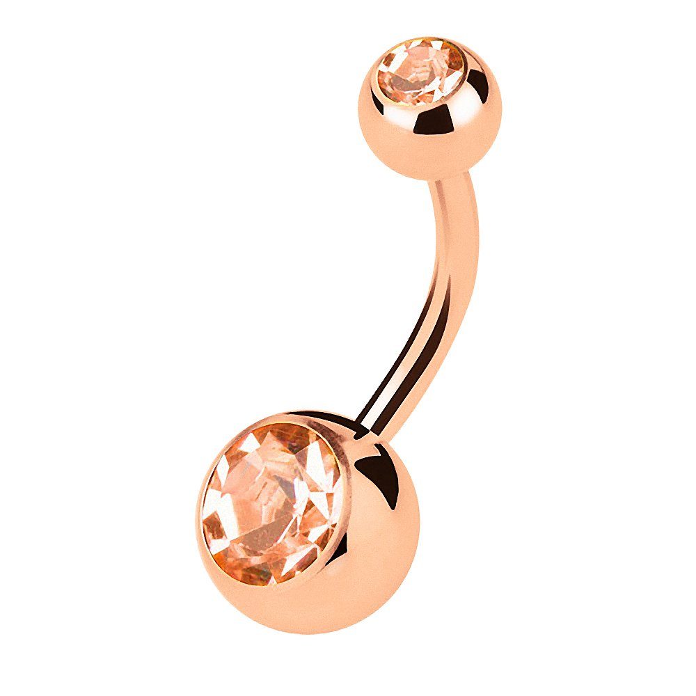 Taffstyle Bauchnabelpiercing Banane Stecker Rosegold vergoldet Chirurgenstahl Kristall Kugel (Elegantes Bauchnabelpiercing mit funkelndem Kristall für jeden Look), Bauchpiercing Nabelpiercing Stecker