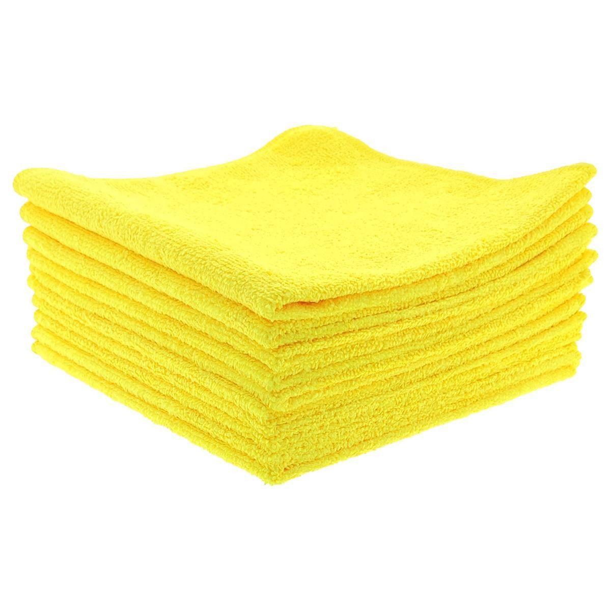 varivendo Reinigungsschwamm varivendo Notizblock+ 10 x Mikrofasertuch 40 x 40 cm gelb, Tuch mikro micro mikrofasertuch microfasertuch fenstertuch fensterrein