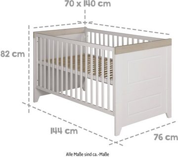 roba® Babymöbel-Set Felicia, (Set), im Landhausstil - Gitterbett: umbaubar & höhenverstellbar