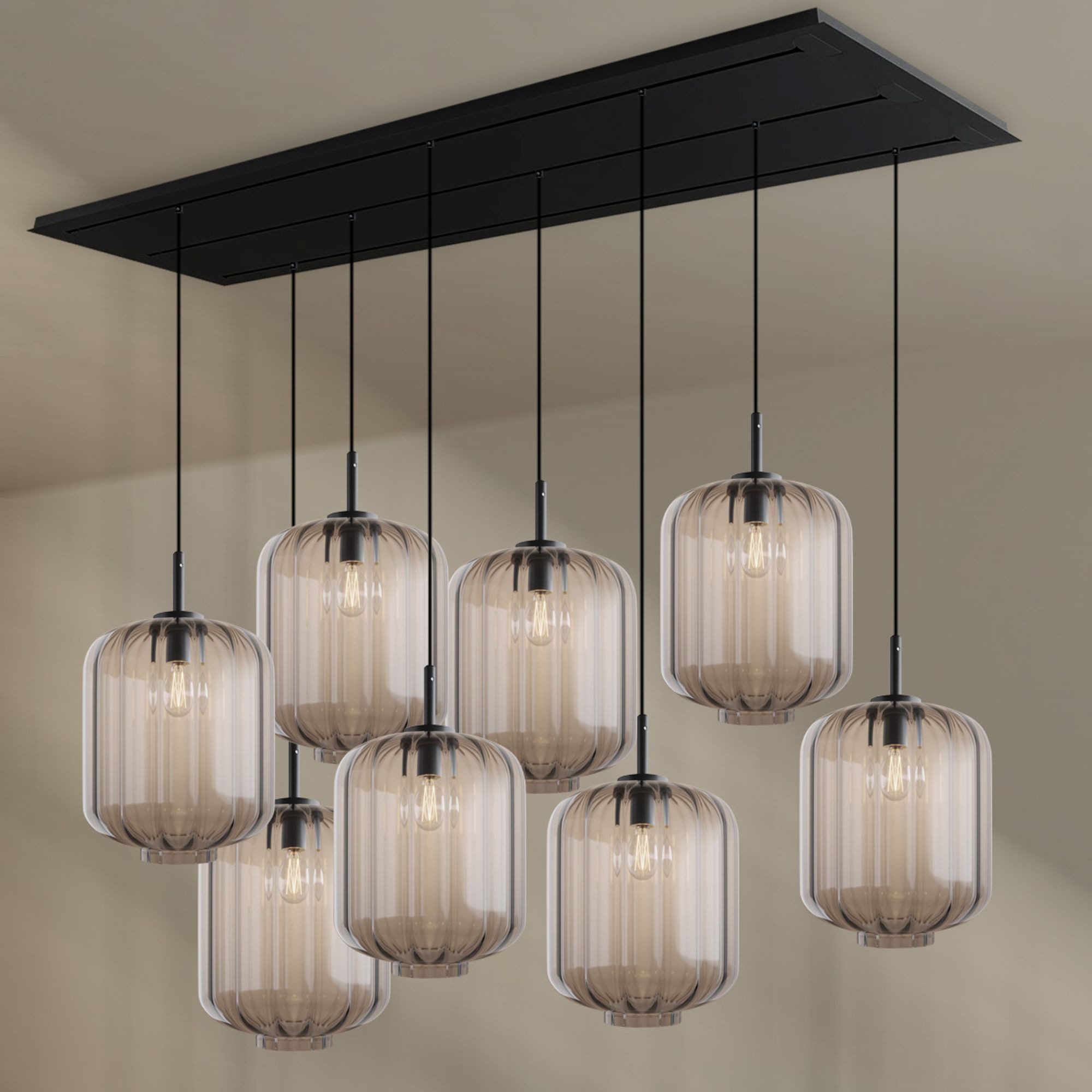 s.luce Pendelleuchte Velo Esstischleuchte 8-flg 200cm 3-reihig Ø 25cm Klar
