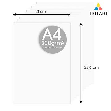 Tritart Aquarellpapier Fotokarton A4 Weiß 300 g/m² - 52 Blatt Kartonpapier Papier, White A4 300g Paper - 52 Sheets for Crafts and Painting