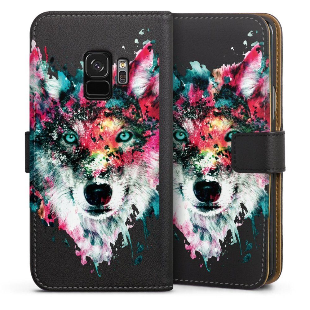 DeinDesign Handyhülle Riza Peker Wolf bunt Wolve ohne Hintergrund, Samsung  Galaxy S9 Duos Hülle Handy Flip Case Wallet Cover