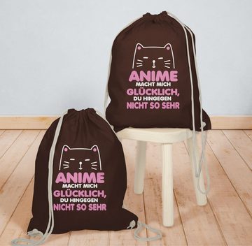 Shirtracer Turnbeutel Anime macht mich glücklich, du hingegen nicht so sehr - weiß/rosa, Anime Geschenke