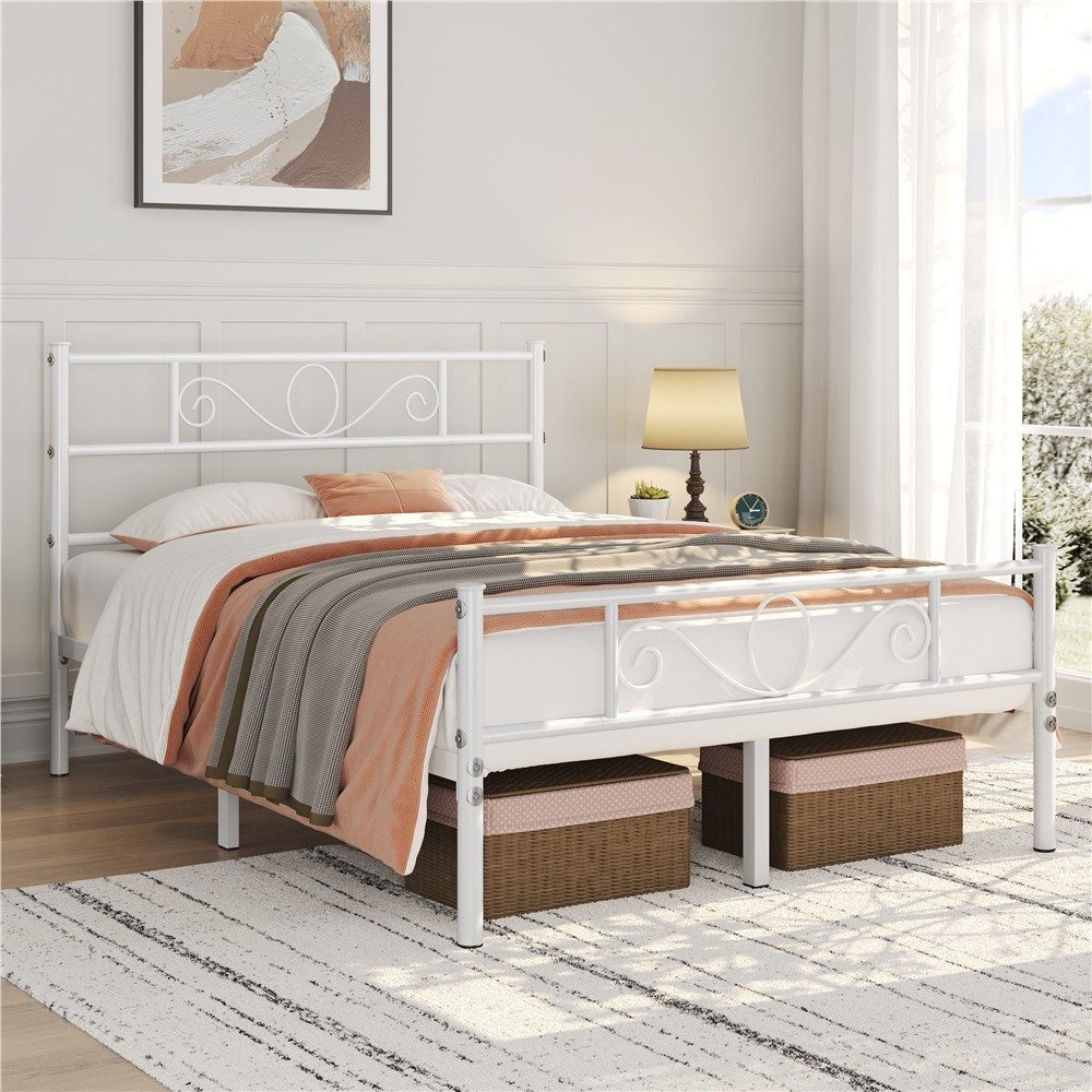 Yaheetech Bettgestell Metallbett mit Kopfteil, Einzelbett/Doppelbett günstig online kaufen