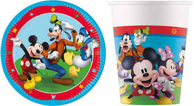 Procos Einweggeschirr-Set 16-tlg. Set Kindergeburtstag Party Feier Fete Deko Motto Mickey Mouse (16-tlg), 8 Personen, Pappe