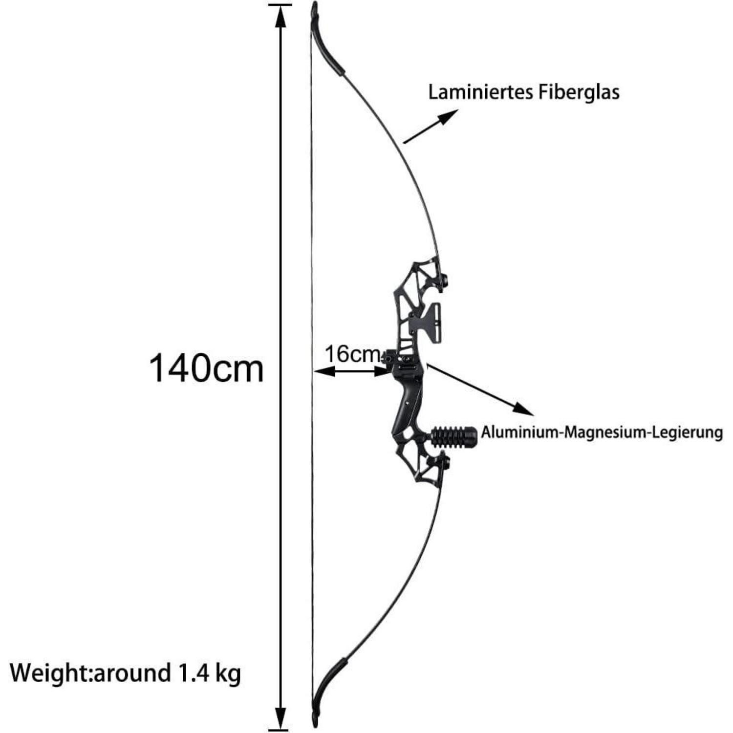 LuxusKollektion Recurvebogen Recurvebogen Set 55 Zoll 40 lbs Zubehör Rechtshänder