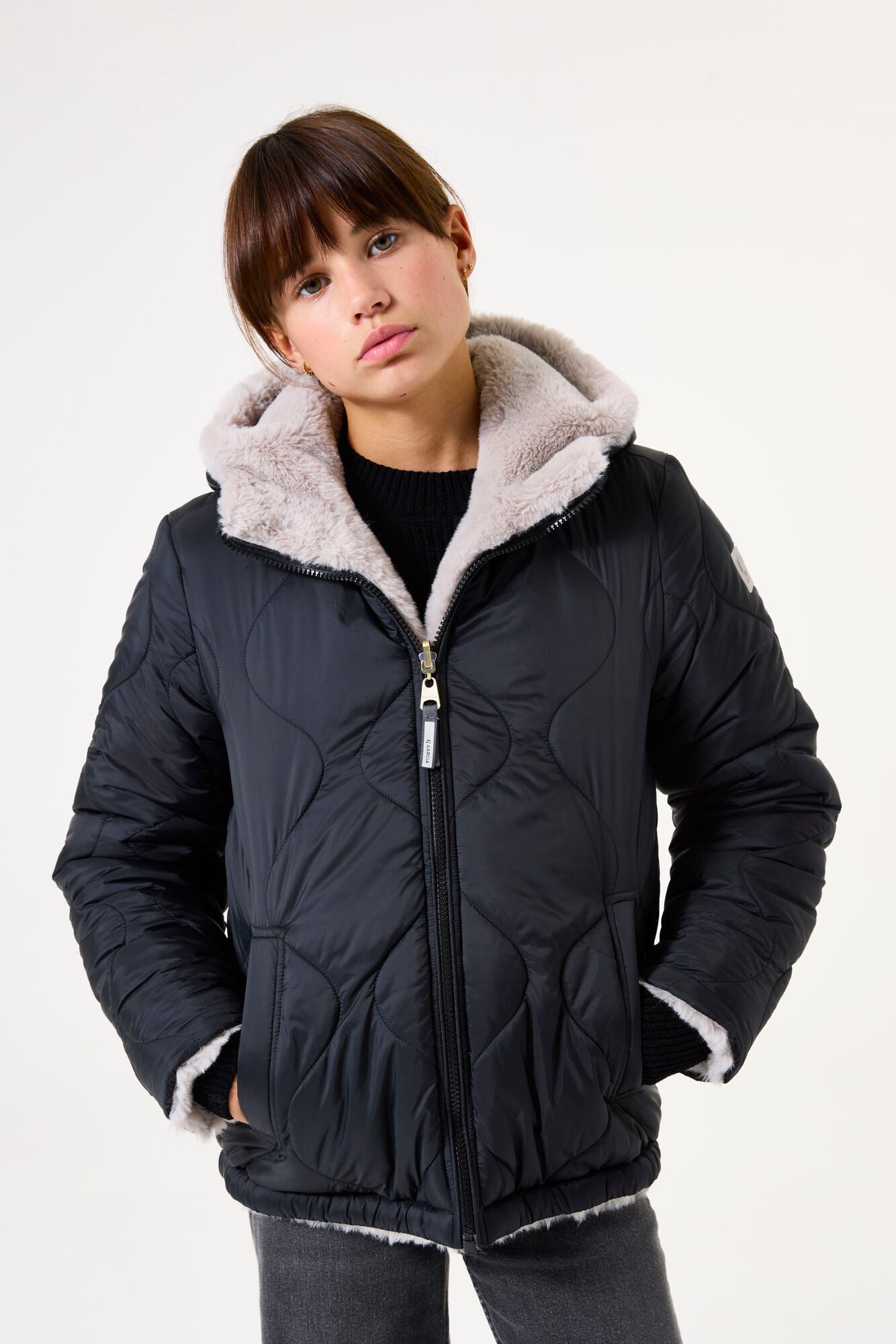 Garcia Winterjacke wendbar - gesteppt oder Teddyfell