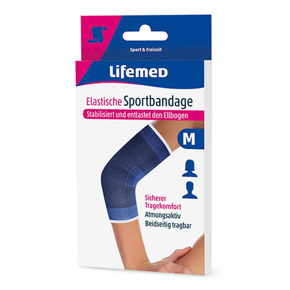 LifeMed Ellenbogenbandage Lifemed Sportbandage Ellenbogenschutz elastisch Größe M