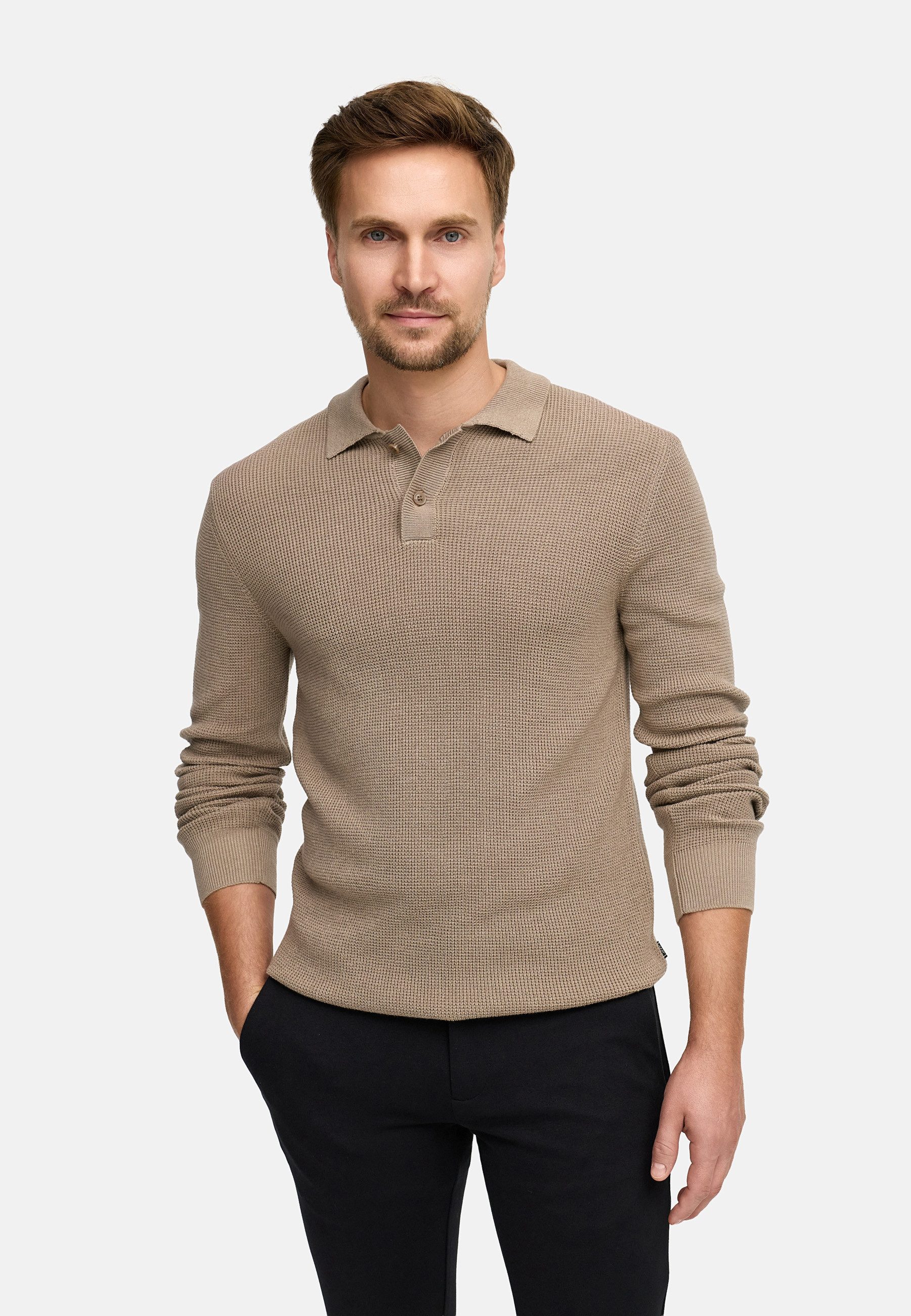 Jeff Strickpullover Herren JFTristan polo Pullover Herrenpullover mit Polokragen und Knopfleiste