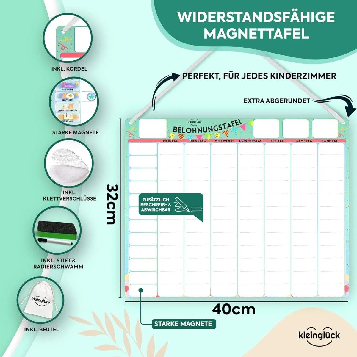 Kleinglück Magnettafel Belohnungstafel plus einem Wochenplaner für Kinder – Bild 3 von 5