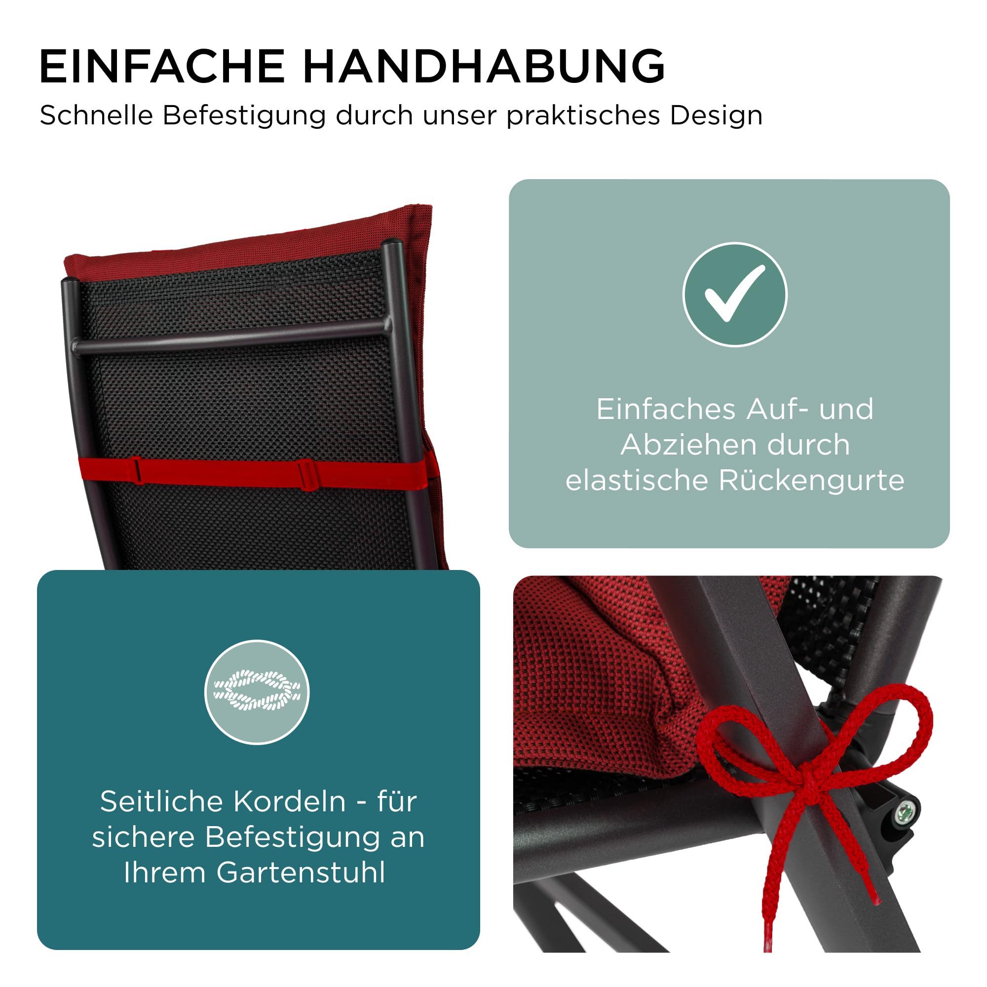 Gardisun Auflagekissen Gartenstuhlauflagen Polyacryl 8cm Hoch, Kopfteil, (Extra dicke Sitzauflage, 1-8er Set, versch. Muster)