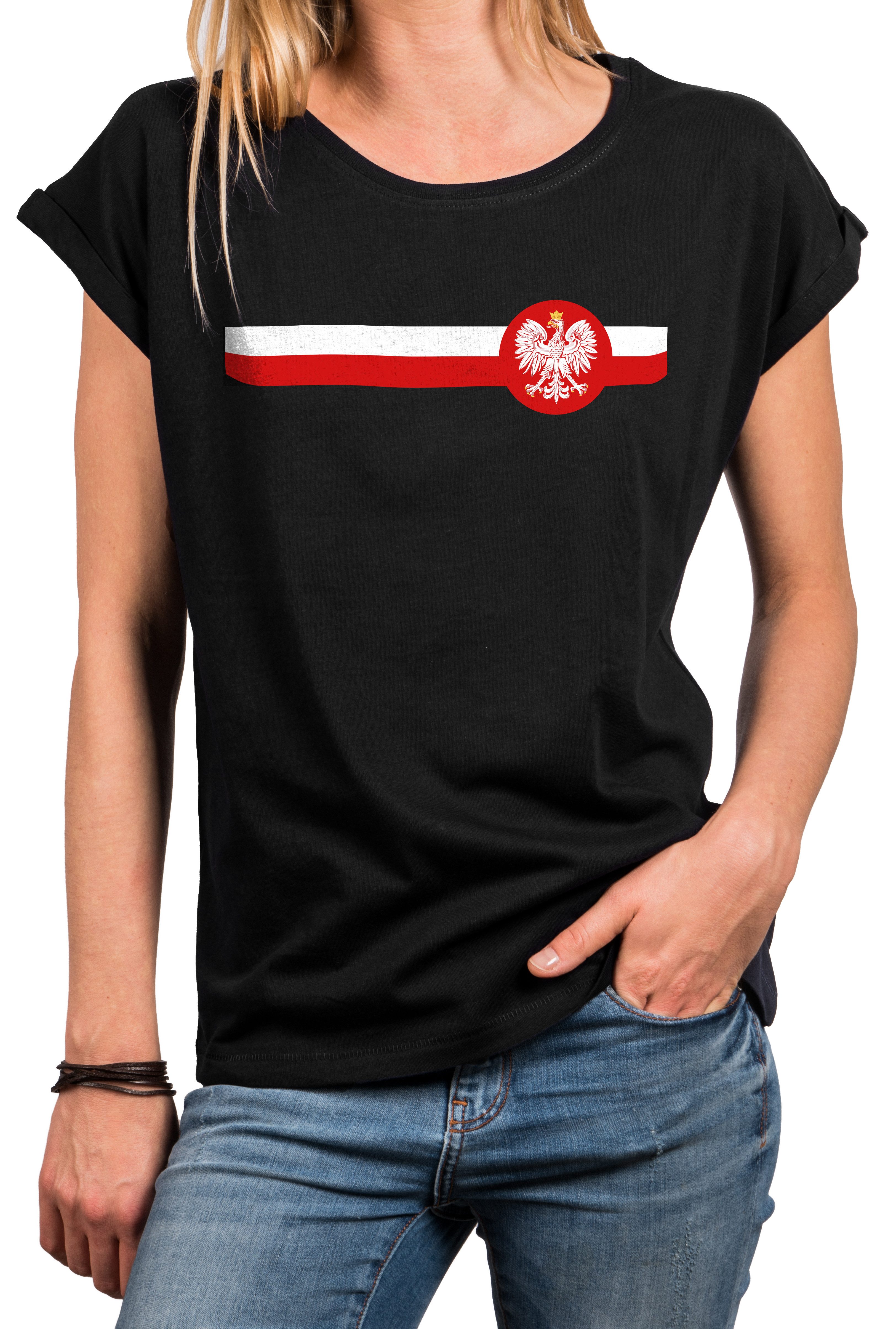 MAKAYA Kapuzenshirt mit Polenflagge Damen Trikot Polnische Fahne Polen Adler Polska (Schwarz, Weiß, Blau, 34, 36, 38, 40, 42, 44, 46, 48, 50) große Größen