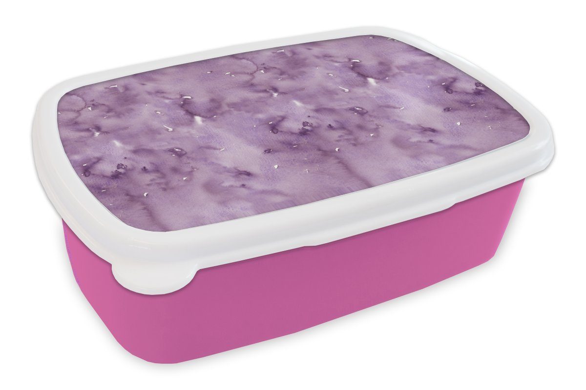 Brotdose rosa Kunststoff Mädchen, Lila, Snackbox, für Muster Aquarell (2-tlg), MuchoWow - Kinder, - Erwachsene, Brotbox Kunststoff, Lunchbox