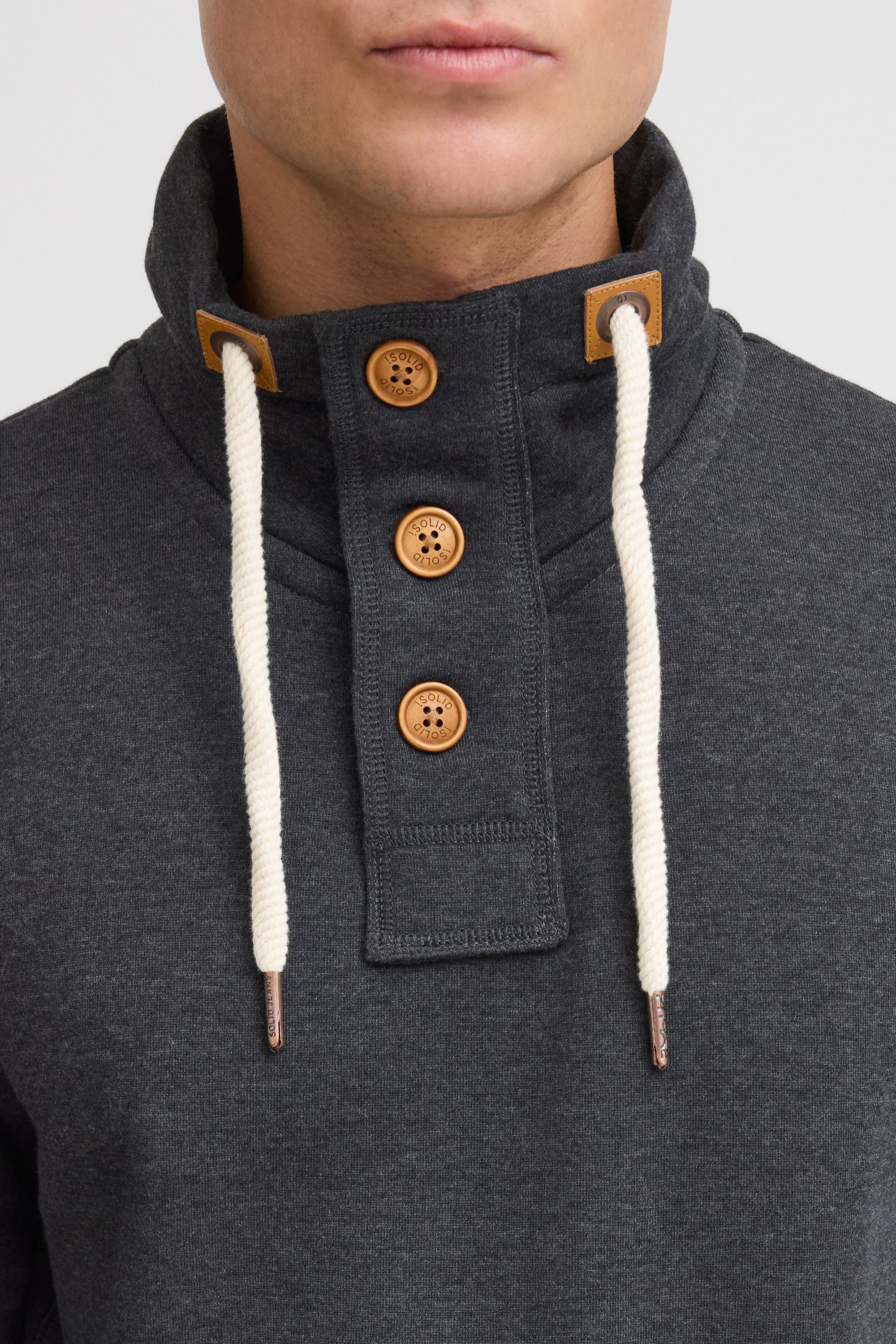 !Solid Stehkragenpullover SDTripTroyer Sweatpullover mit Knopfleiste