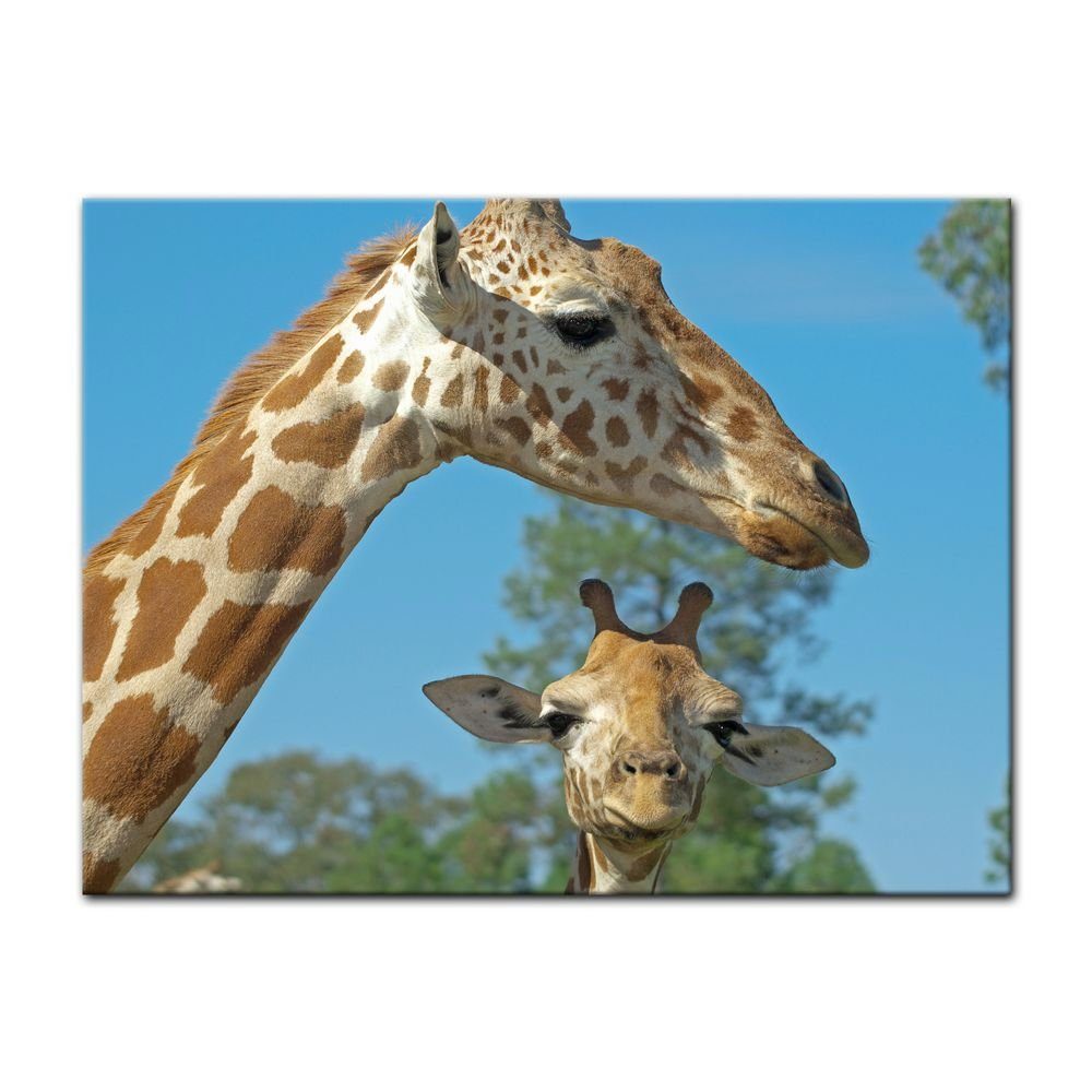 Leinwandbild Giraffe Afrika Handgemalt, 4-teilig, 100x70 Cm – Wanddeko Mit Galeriefeeling
