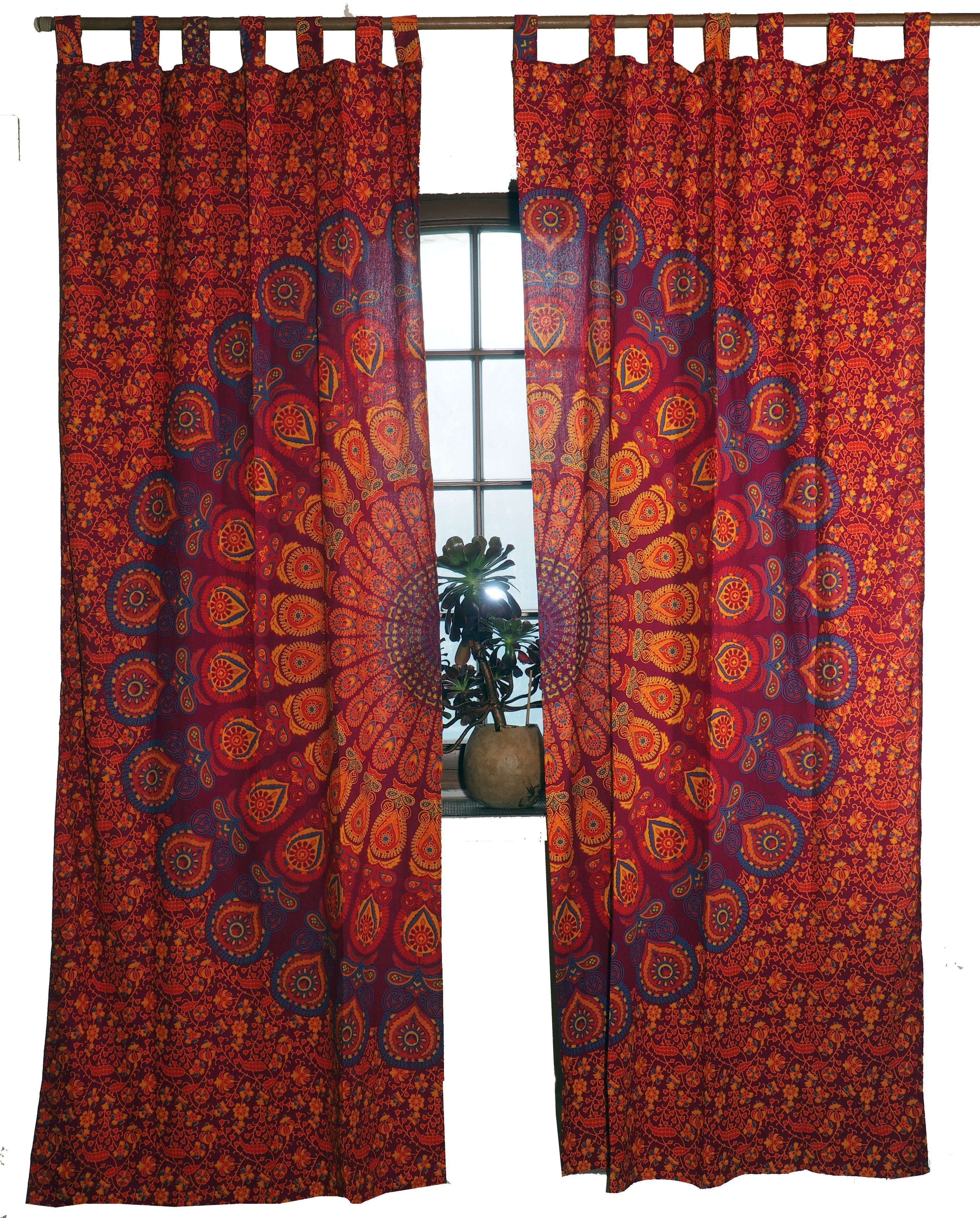 Guru-Shop Vorhang Boho Vorhänge, Gardine (1 Paar) mit Schlaufen,..