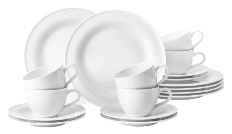 Seltmann Weiden Kaffeeservice Geschirr-Set, Service Beat (18-tlg), 6  Personen, Porzellan, Rillendekor, 18 Teile, für 6 Personen, 18tlg.  Kaffeeservice