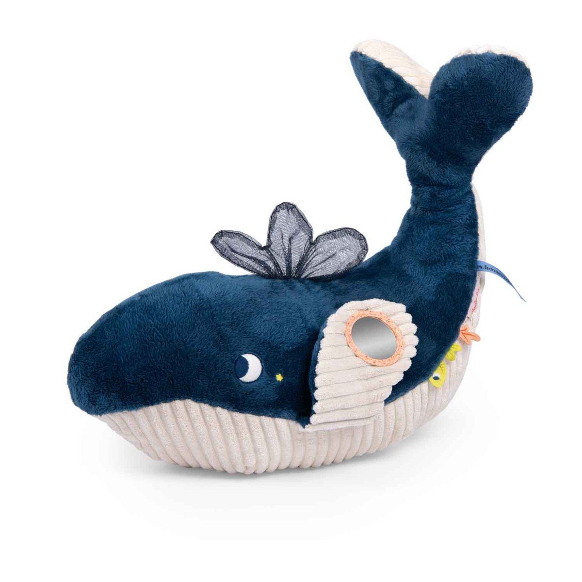 Moulin Roty Kuscheltier Grosses Spieltier Wal 54cm Plüschtier Stofftier Activityspiel