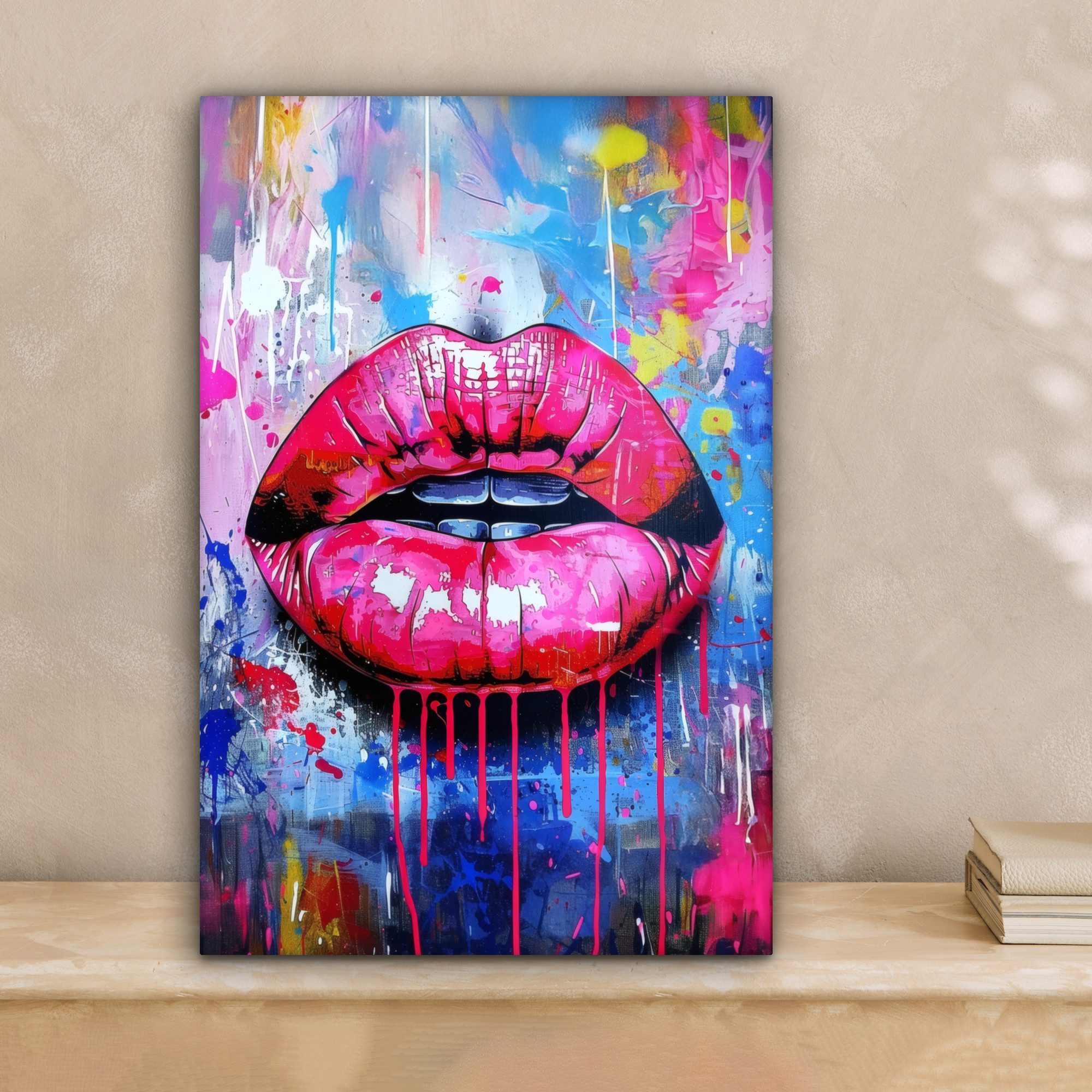 OneMillionCanvasses® Leinwandbild Graffiti - Lippen - Hellrosa - Gemalt, Fo günstig online kaufen