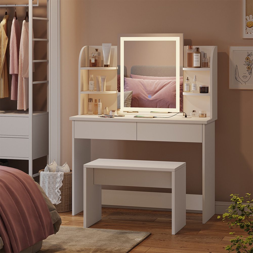 Vicco Schminktisch Charlotte, Weiß, 106 cm günstig online kaufen