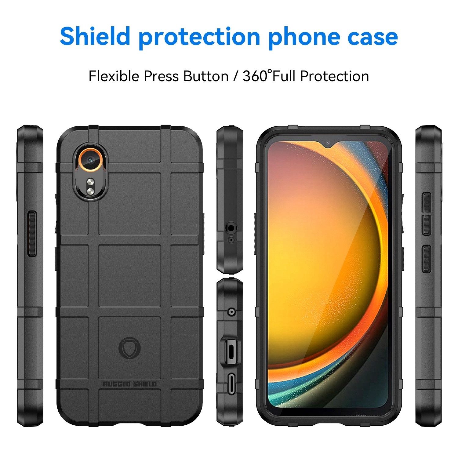 Wigento Handyhülle Für Samsung Galaxy XCover 7 Rugged Shield Schock TPU Hülle Schwarz