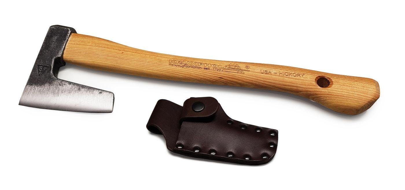 Krumpholz Gartenpflege-Set Krumpholz, Jägerbeil mit Hickory-Kuhfuß-Stiel und mit Lederschutz