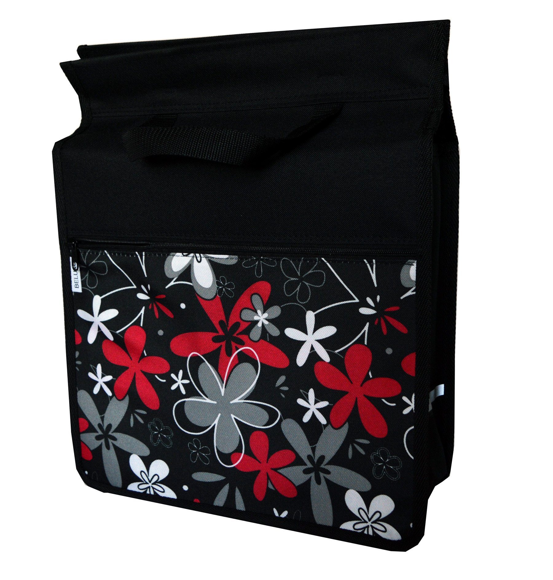 Aves-24 Fahrradtasche FAHRRADTASCHE Gepäckträgetasche Einzeltasche Tasche mit Tragegriff, 34. Uno - Blumen braun