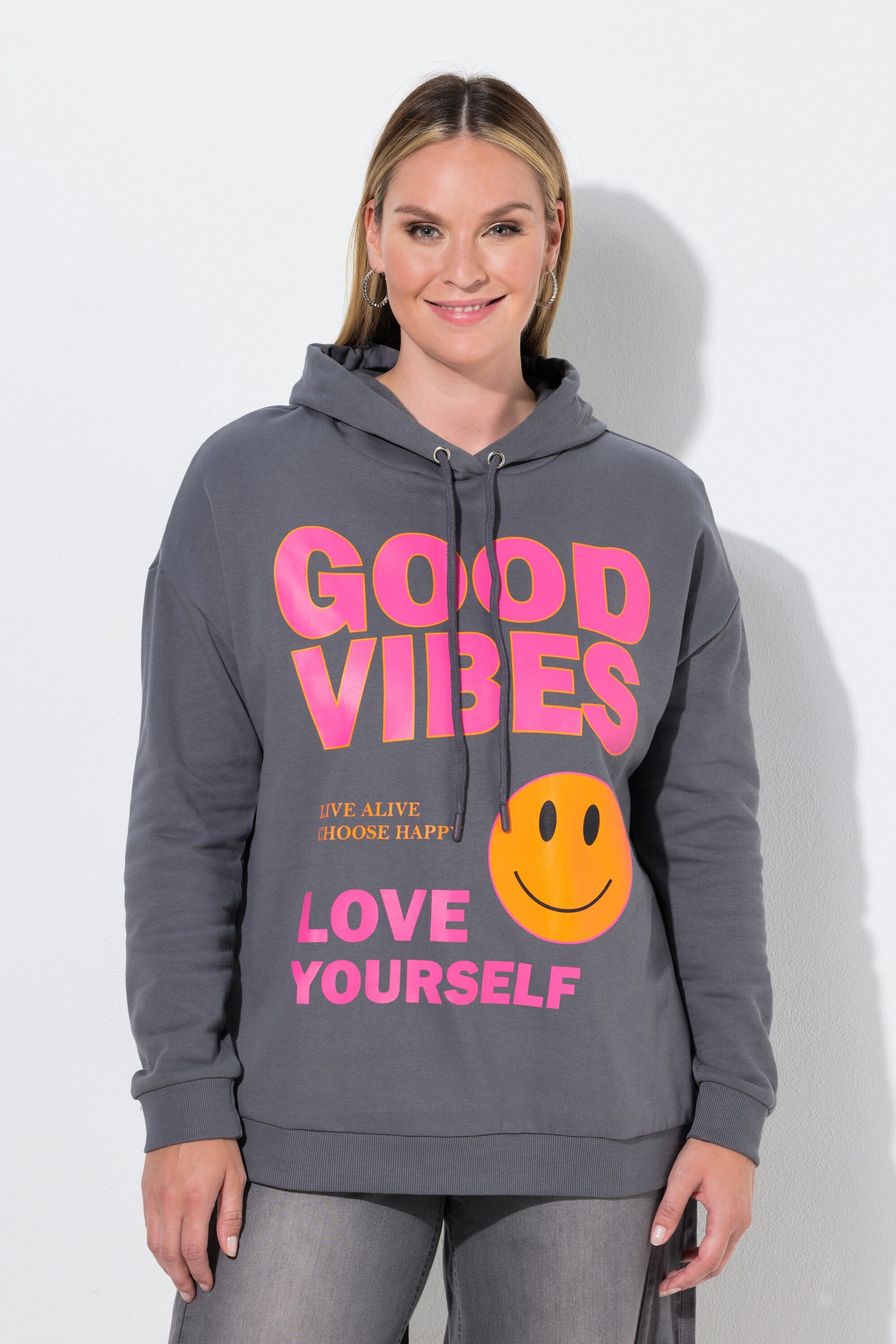 MIAMODA Sweatshirt Hoodie Boxy Fit Kapuze Schriftzug