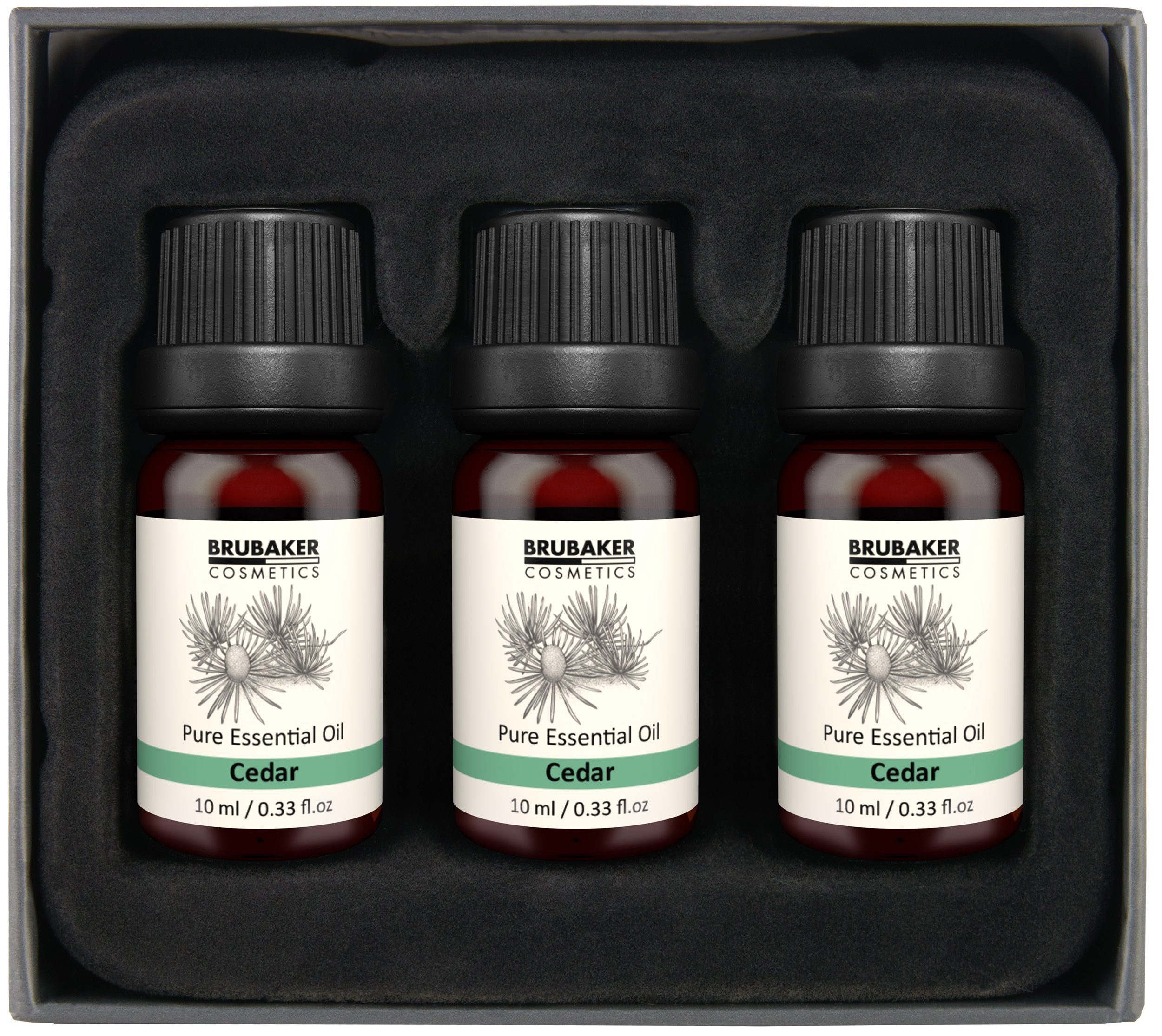BRUBAKER Duftöl 3er-Set Zeder Öl - Kraft, Entspannung & Freier Atem (Naturrein & Vegan, 3 x 10 ml Zederöl Baumöl), Ätherische Öle Aromatherapie Geschenkset