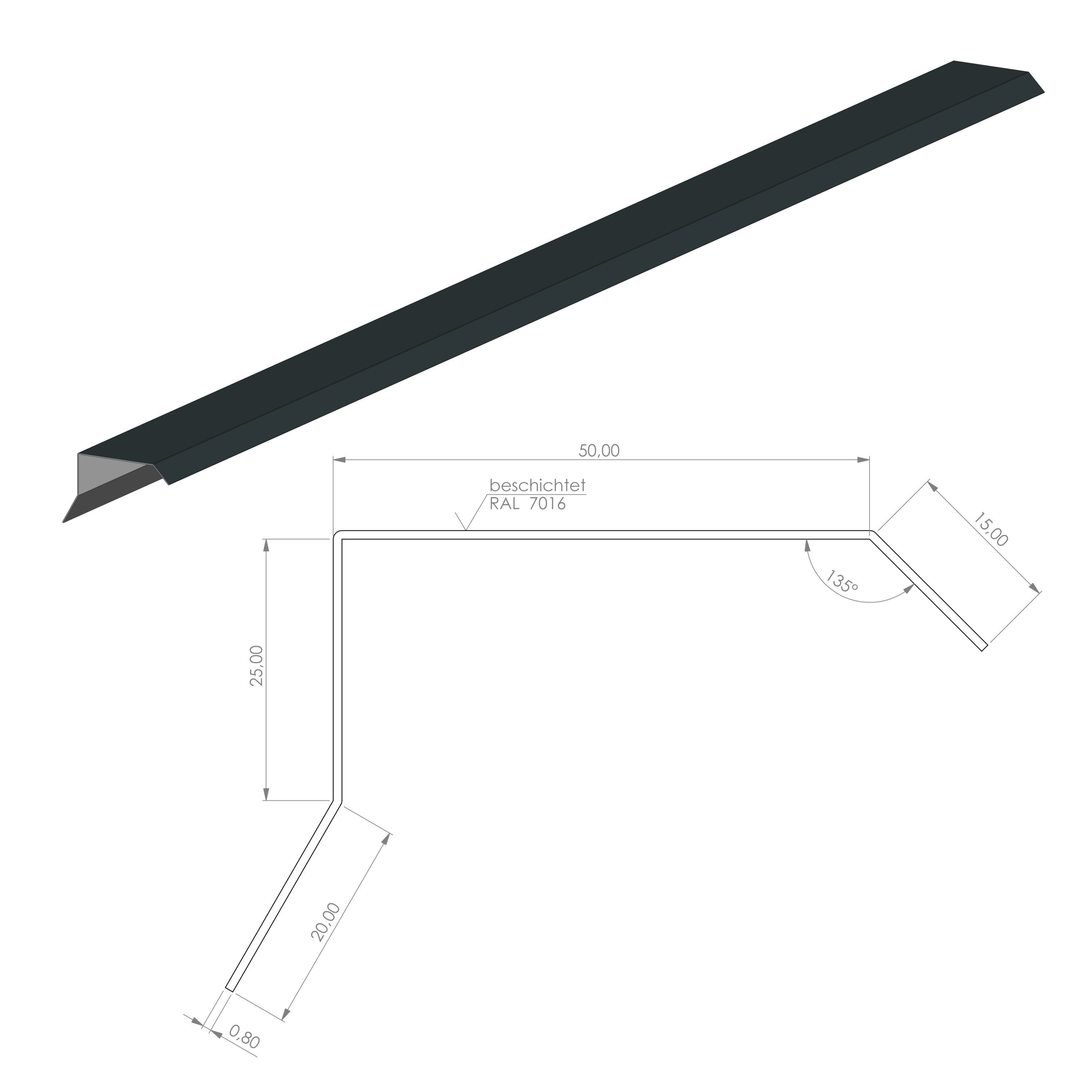 4 Home&Garden Glattblech Blendenabdeckung Flachdach Alu Anthrazit 200cm Dachblech Winkelblech