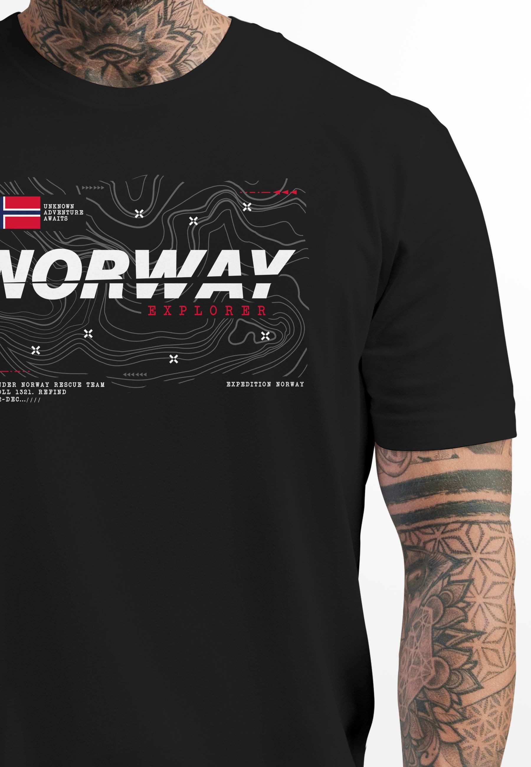 Neverless Print-Shirt Herren T-Shirt Norwegen Printshirt günstig online kaufen