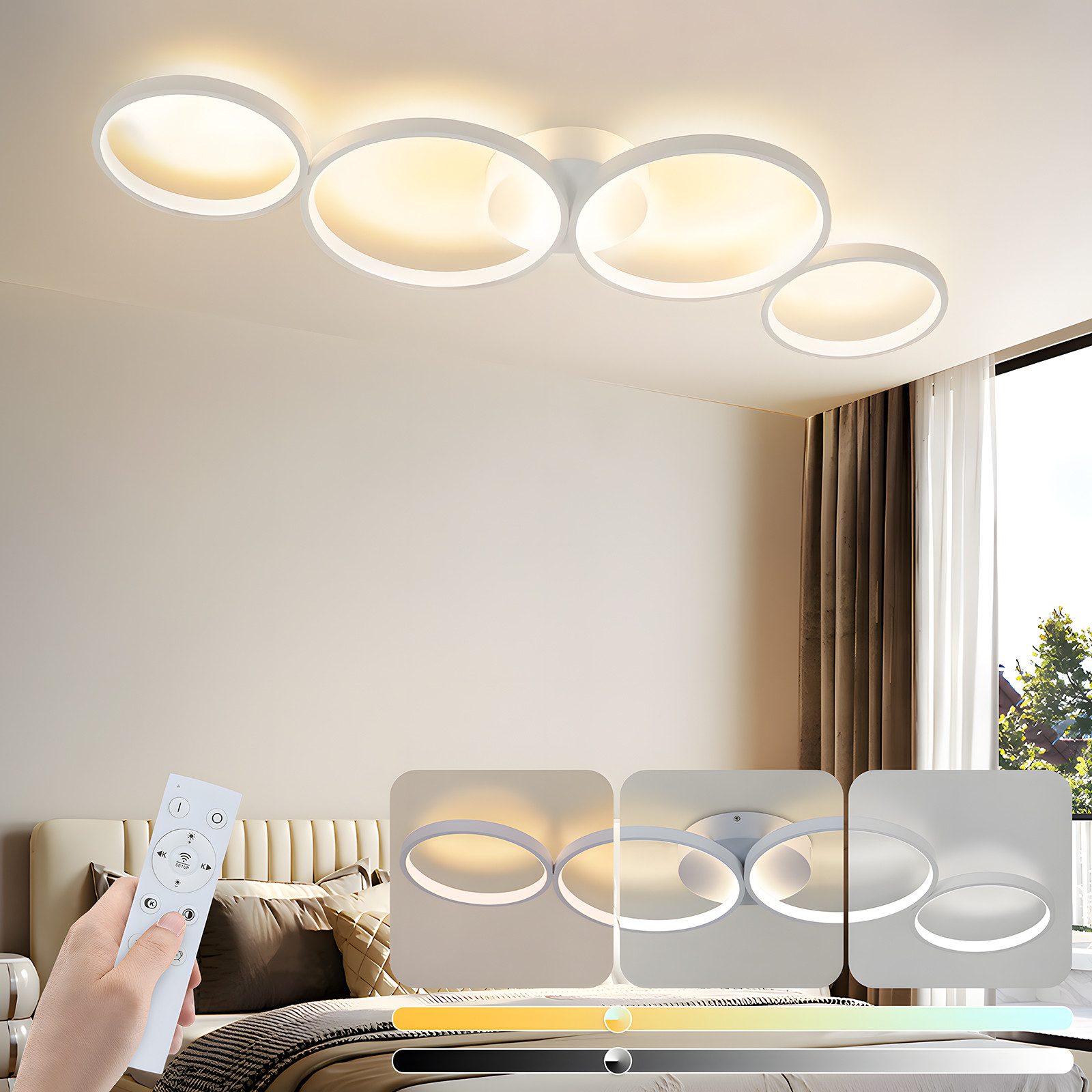 Nettlife LED Deckenleuchte Schwarz Dimmbar Schlafzimmer günstig online kaufen