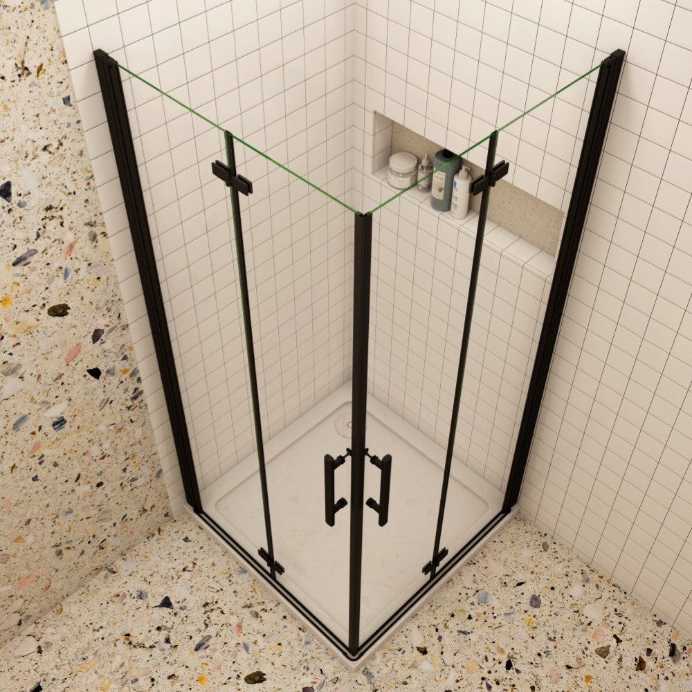 Duschparadies Dusch-Falttür 185cm Schwarz Falttür Scharniertür Duschabtrennung Duschkabine, 70x185 cm, Easyclean Sicherheitsglas, beidseitig montierbar – Bild 4 von 5