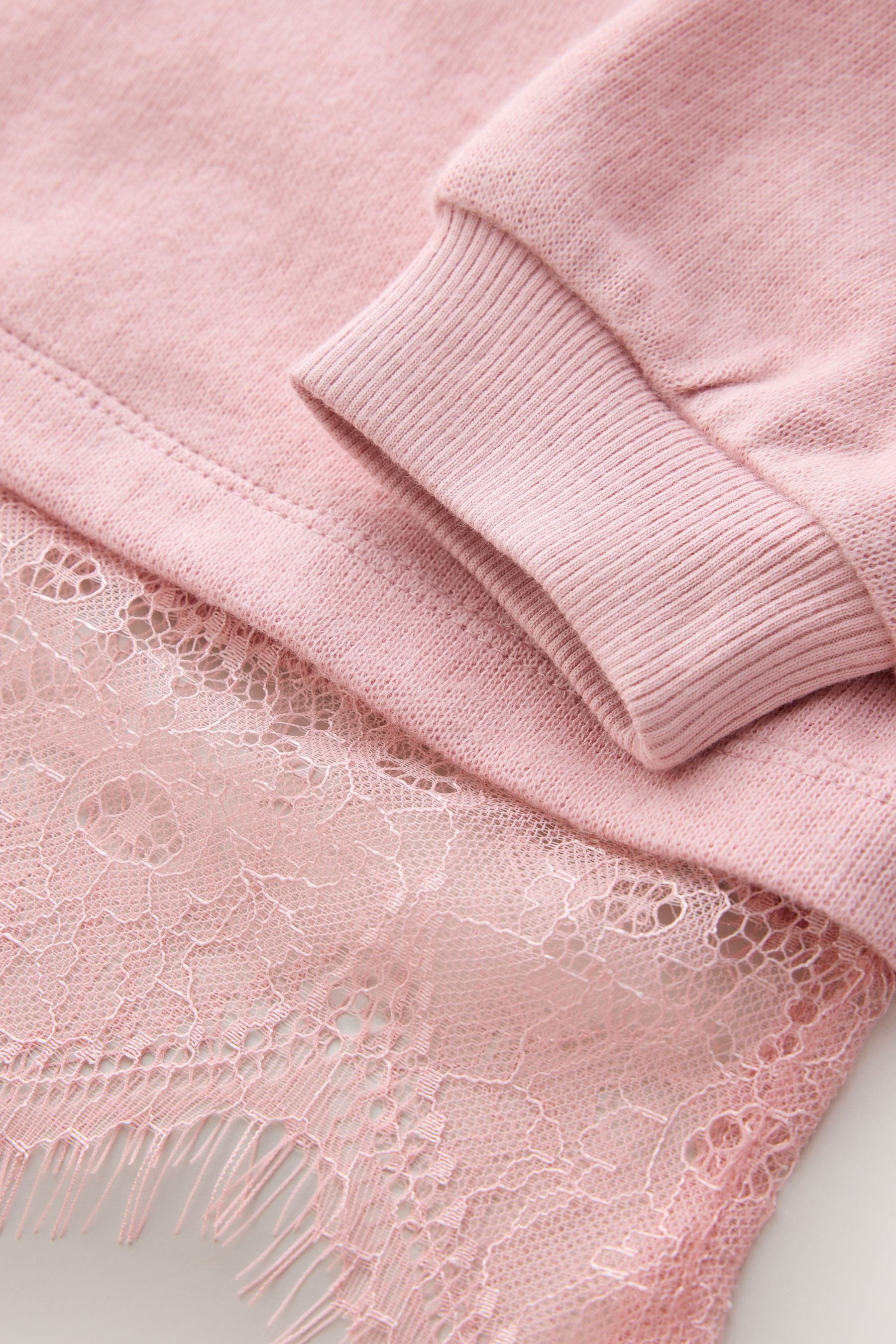 Next T-Shirt Sweatshirt mit Spitzensaum (1-tlg) – Bild 3 von 4