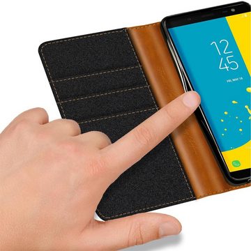 CoolGadget Handyhülle Denim Schutzhülle Flip Case für Samsung Galaxy J6 2018 5,6 Zoll, Book Cover Handy Tasche Hülle für Samsung J6 2018 Klapphülle