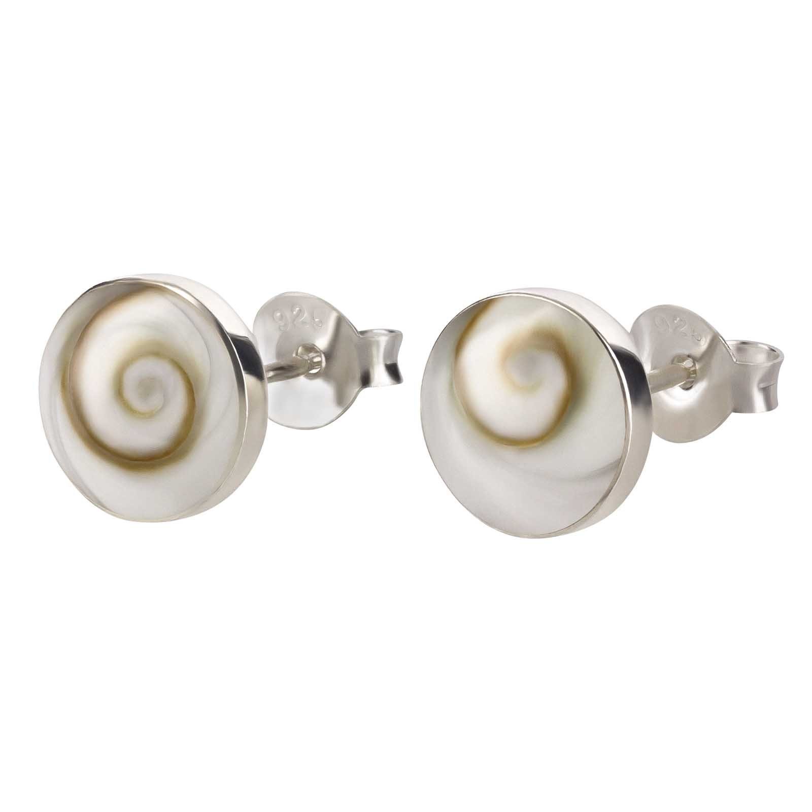schmuck23 Paar Ohrstecker Ohrringe Muschel Shiva Eye 925 Silber Damen Mädchen, Kinderschmuck Mädchen Geschenk echte Silberohrringe