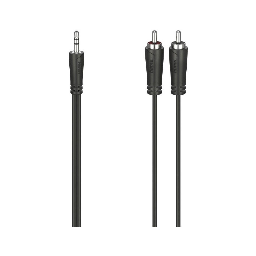 Hama 00205109 Stereo Audio-Kabel 0,75m Cinch schwarz HDMI-Kabel, 3,5-mm-Klinken-Stecker und 2 Cinch-Stecker, 3,5-mm-Klinken-Stecker und 2 Cinch-Stecker, Hochwertige Audioübertragung