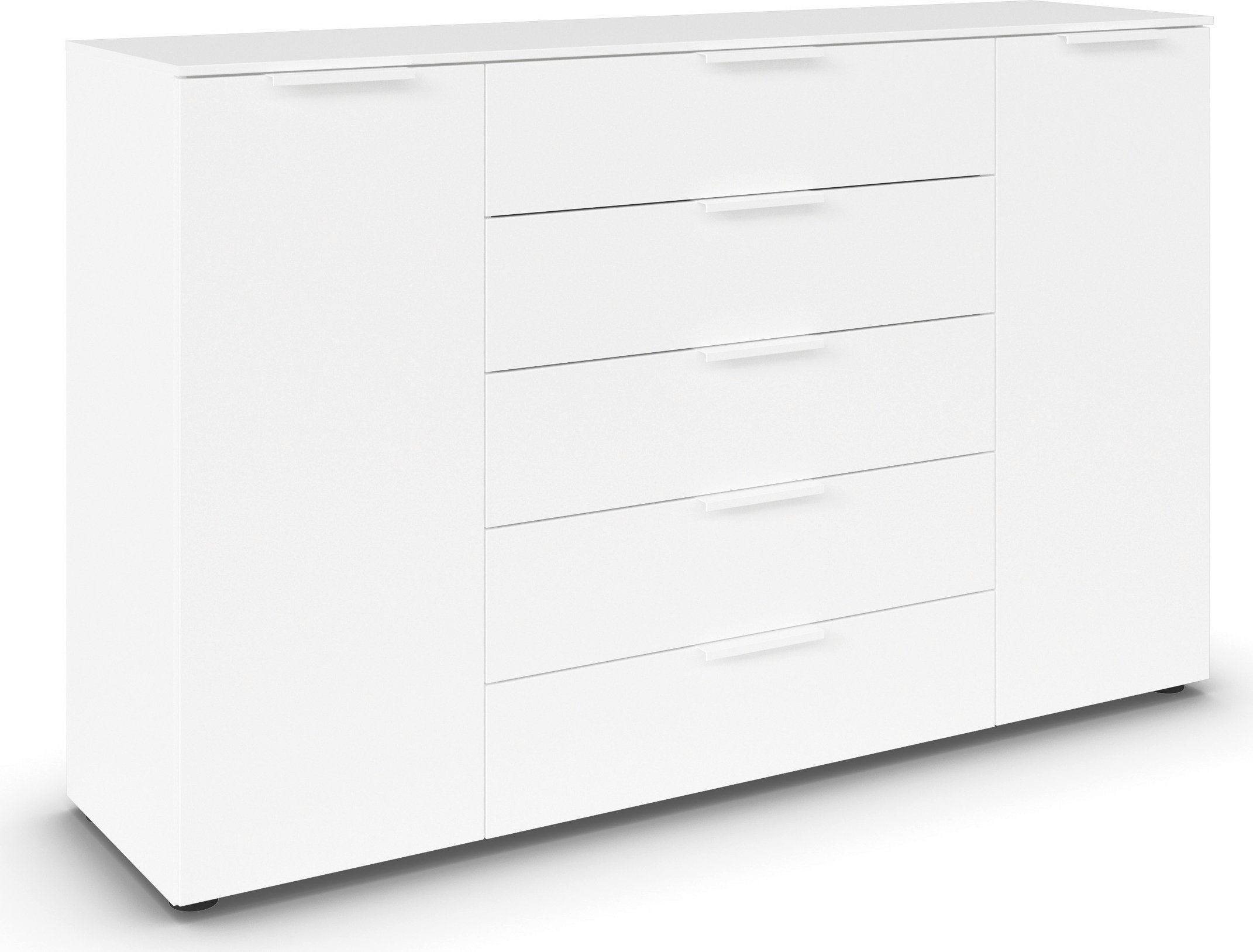 rauch Schubkastenkommode Flipp Schubladenkommode Wäscheschrank Schrank (Breite 160/180 cm mit 4 Einlegeböden), 2-türig mit 5 Schubladen und Soft-Close-Funktion in zwei Breiten