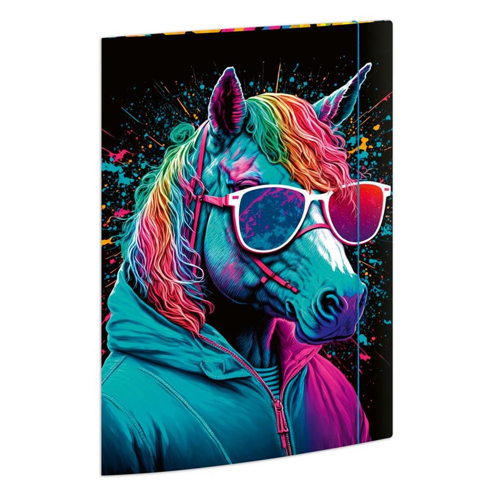 RNK Verlag Organisationsmappe Sammelmappe Neon DIN A4, Karton mit Gummizugverschluss Zeichenmappe Pendelmappe