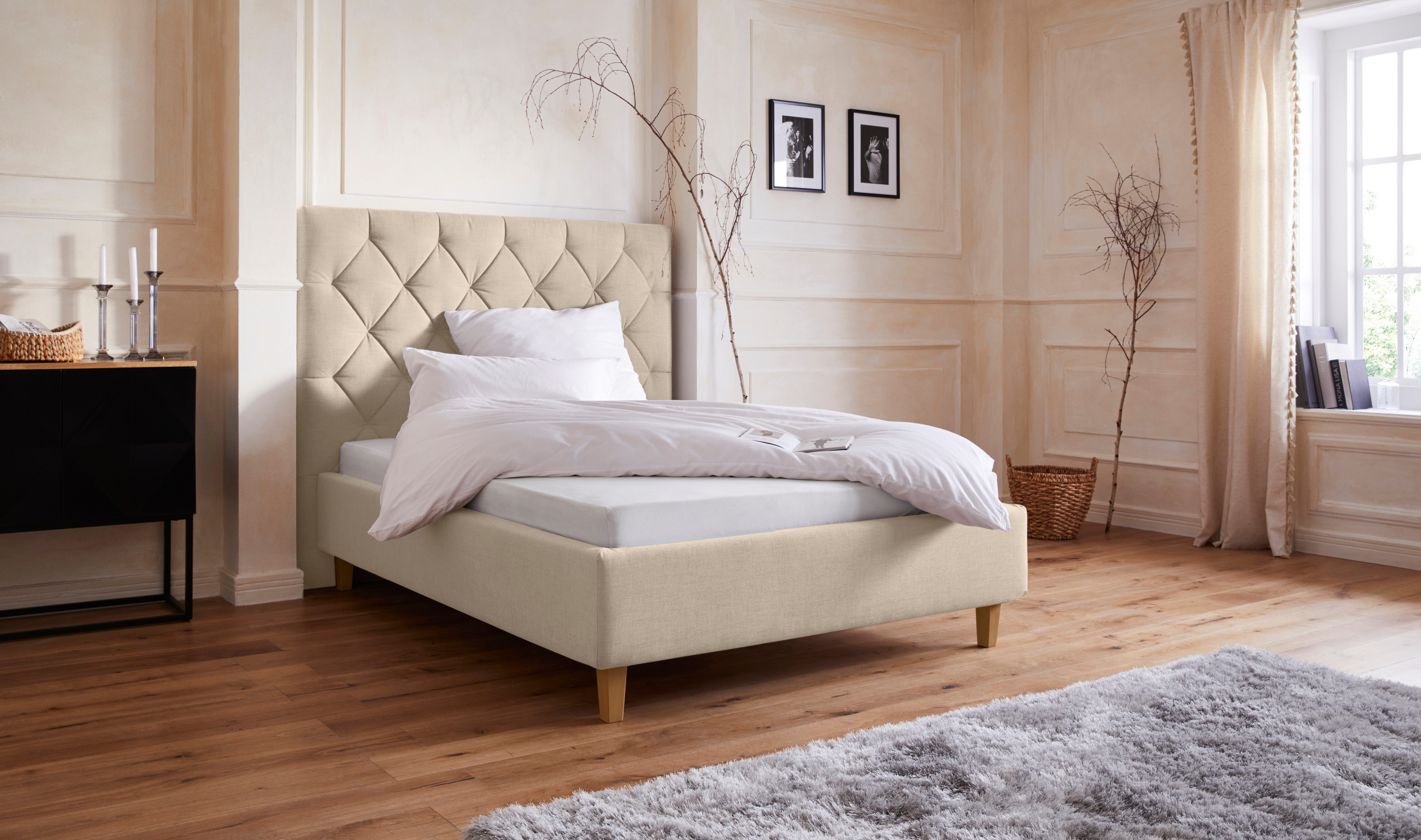 Home affaire Polsterbett Sunley 140, Kreuzsteppung, Kopfteilhöhe 142 cm, ohne oder mit Matratze/Lattenrost