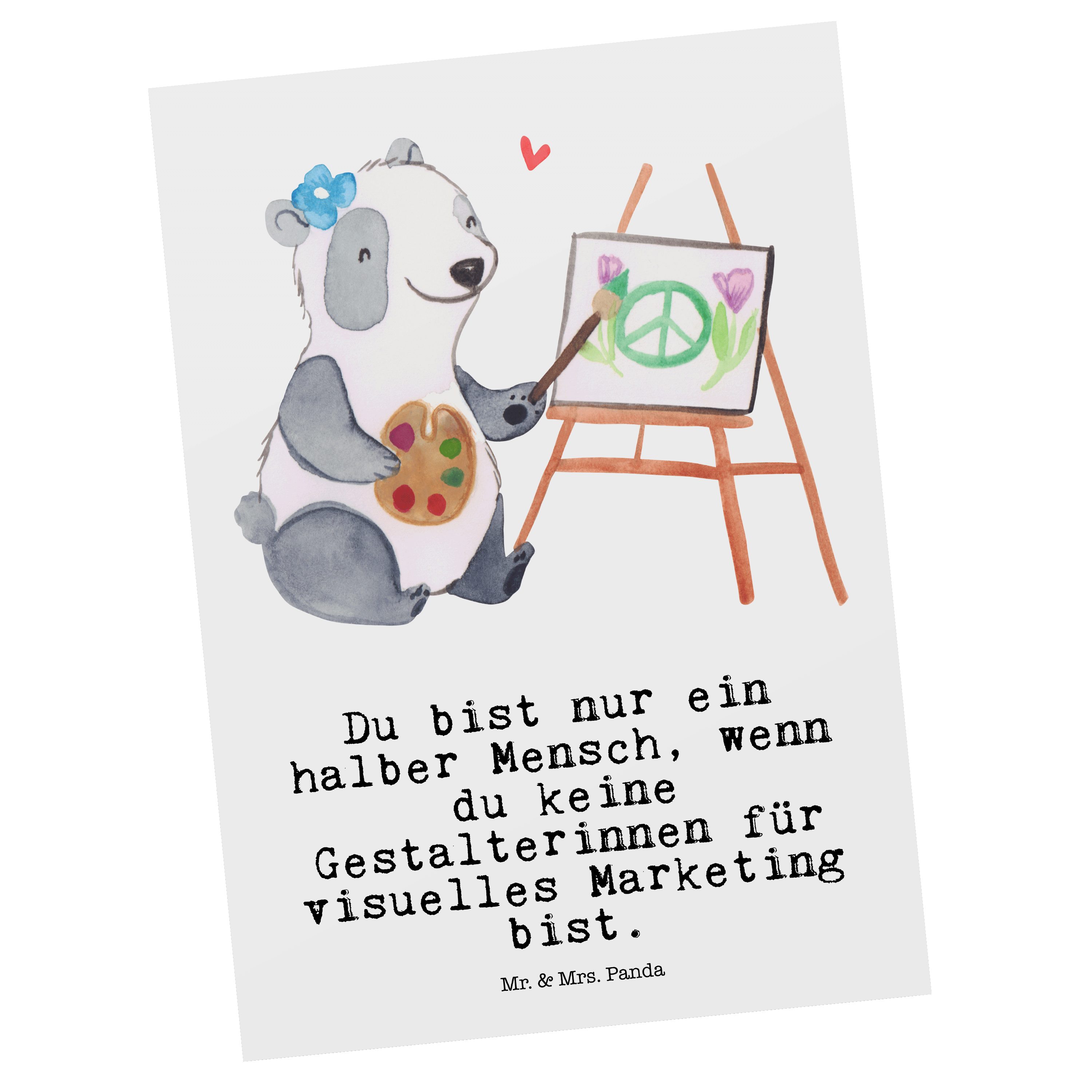 Mr. & Mrs. Panda Postkarte Gestalterinnen für visuelles Marketing mit Herz - Weiß - Geschenk, An