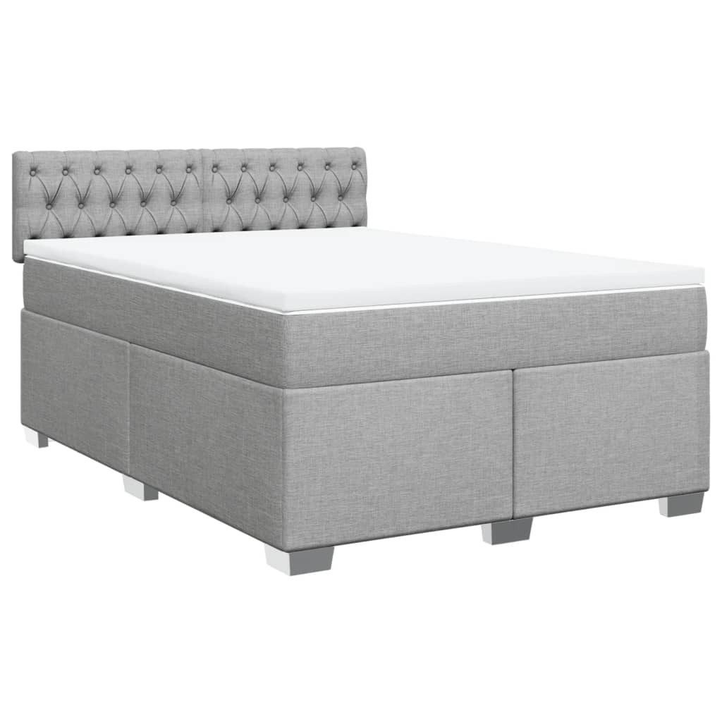 vidaXL Bett Boxspringbett mit Matratze Hellgrau günstig online kaufen