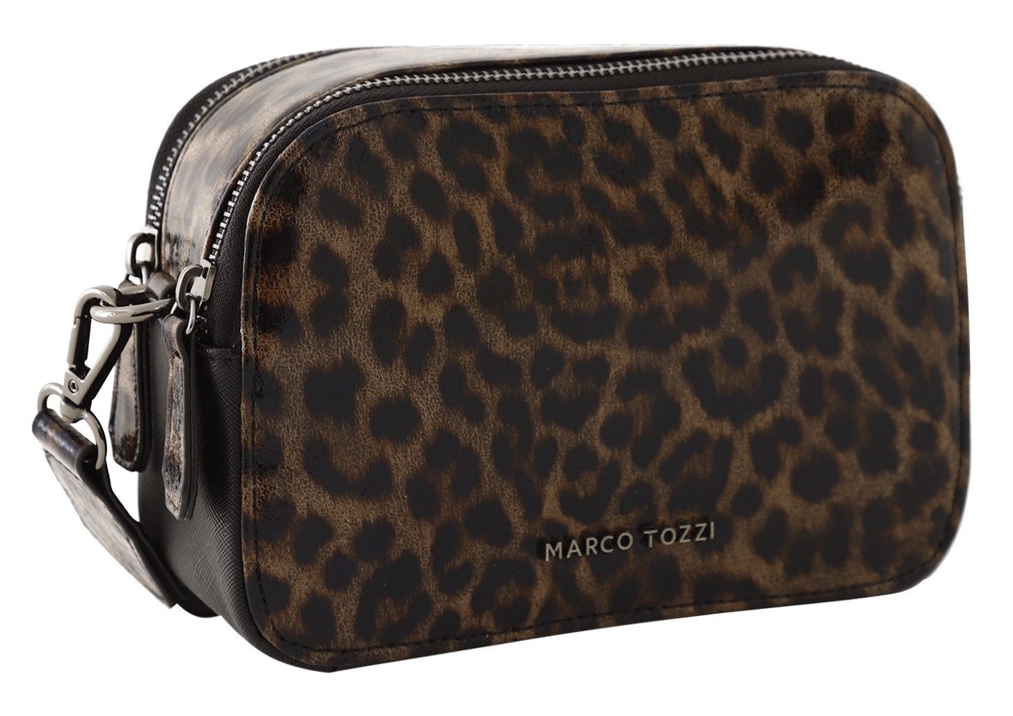 MARCO TOZZI Umhängetasche, Damen Schultertasche, Kamerabag, Minibag im ansgesagten Leo-Look