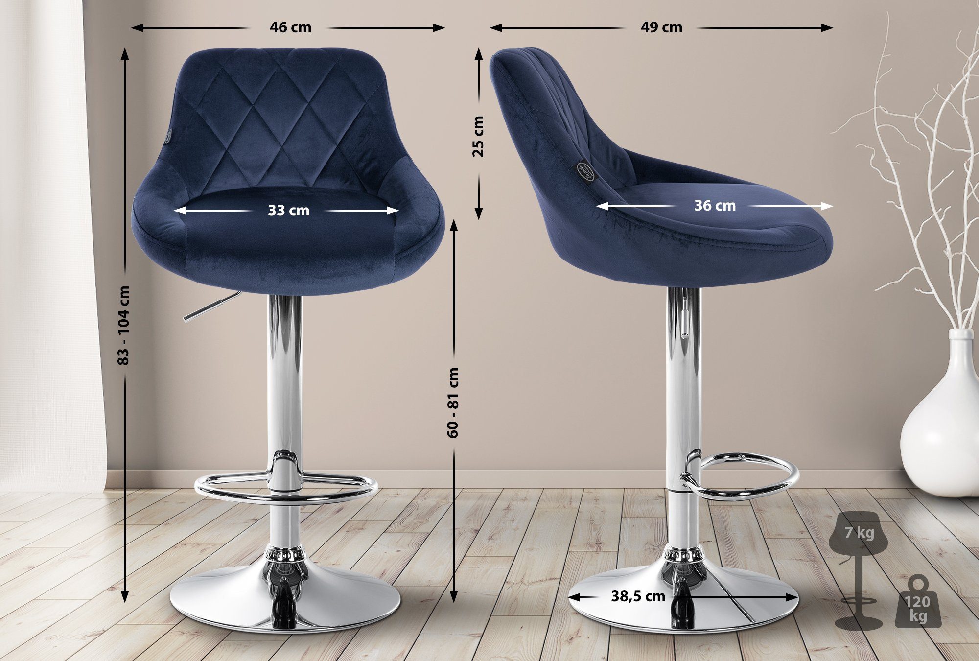 CLP Barhocker Lazio Samt (2er Set, günstig online kaufen