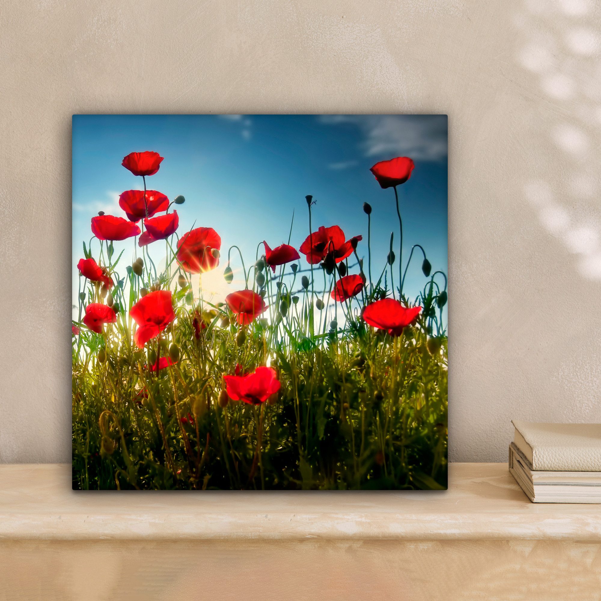 OneMillionCanvasses® Leinwandbild Mohnblumen - Toskana - Sonne - Rot - Blau günstig online kaufen