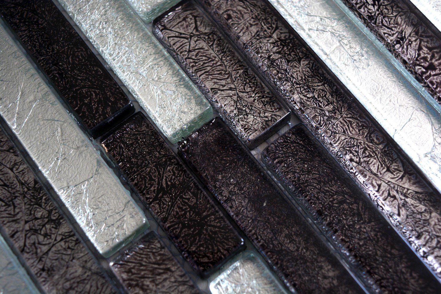 Mosani Mosaikfliesen silber Mosaikfliesen Matten Glasmosaik 10 glänzend Crystal schwarz 