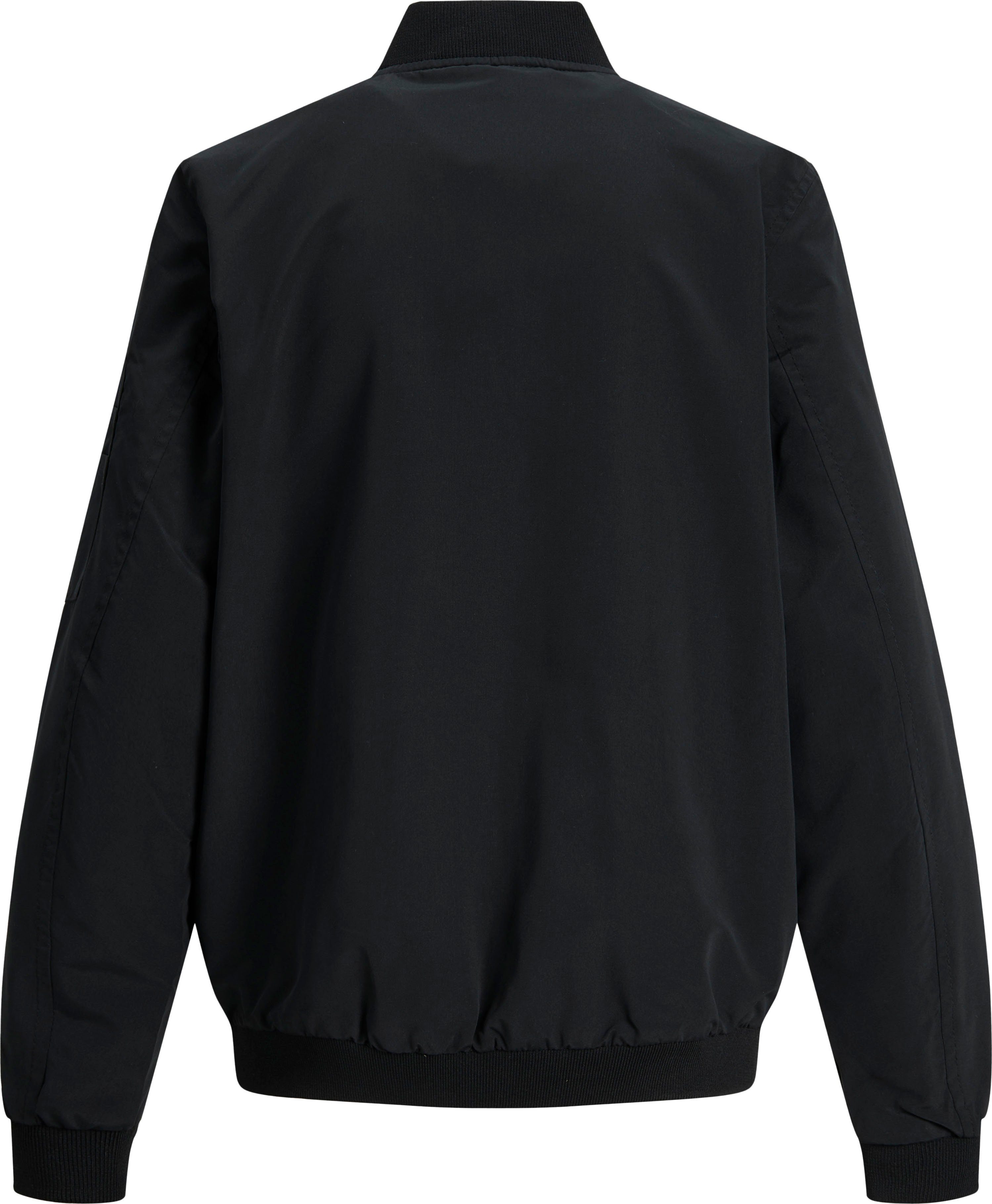 Jack & Jones Junior Bomberjacke JJERUSH windabweisend und pflegeleicht unifarben, modisch, regular fit, Web, Stehkragen